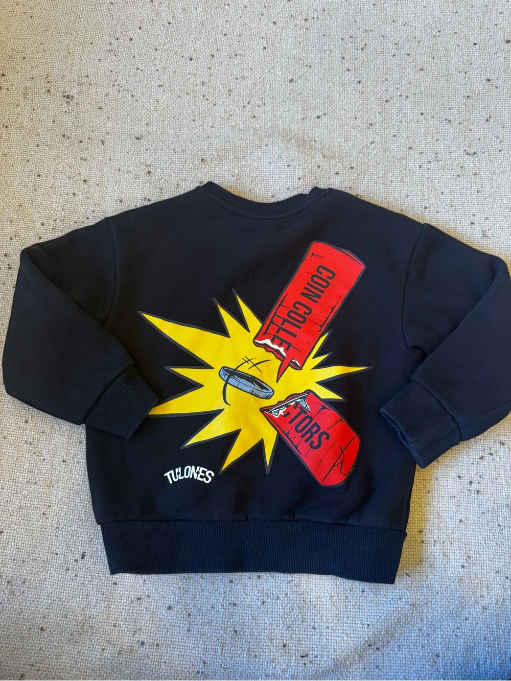 Tulones Kids Black Coin Collector Graphic Sweatshirt Size 5T Streetwear Crewneck